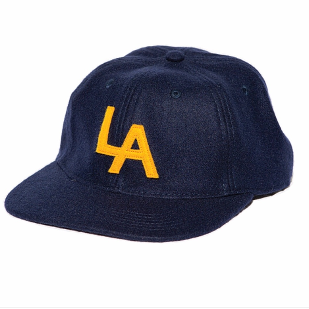 New Designer Unstructured Hat Cap LA CA Navy Gold